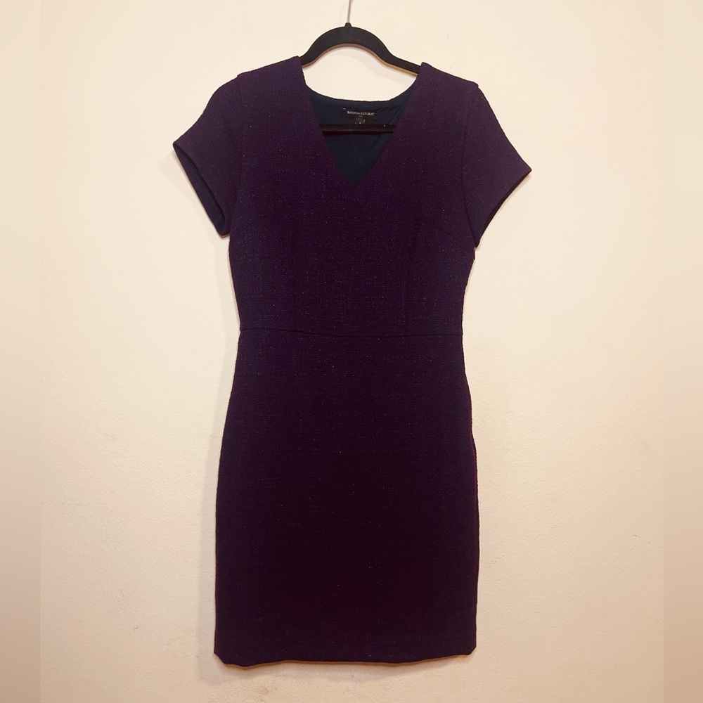 🍂 Banana Republic Short Sleeve V-Neck Tweed Dress